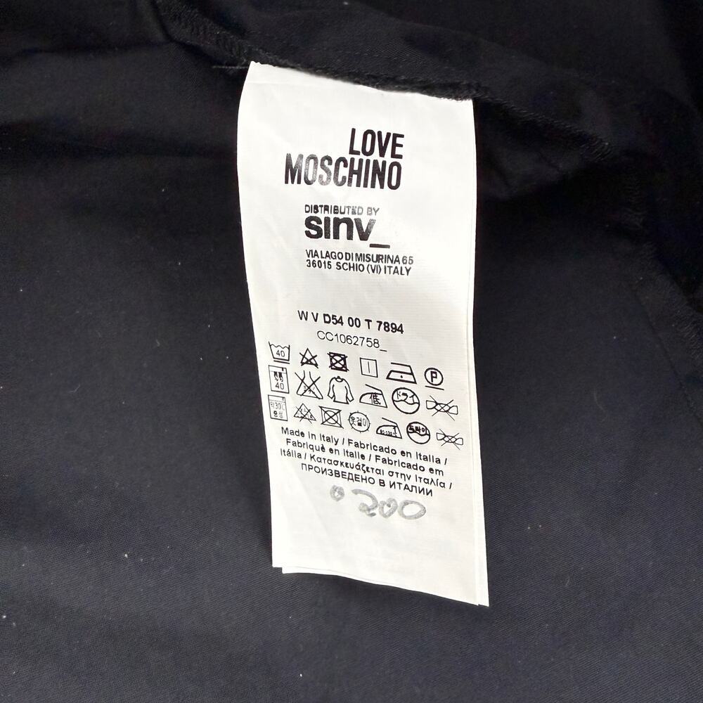 LOVE MOSCHINO Black Front Button Shift Dress Size 4 Made In Italy - Picture 7 of 7